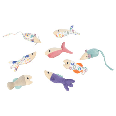 Ratas y peces de peluche