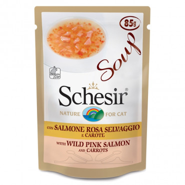 Schesir Gato Sopa Salmão Rosa e Cenoura 85gr