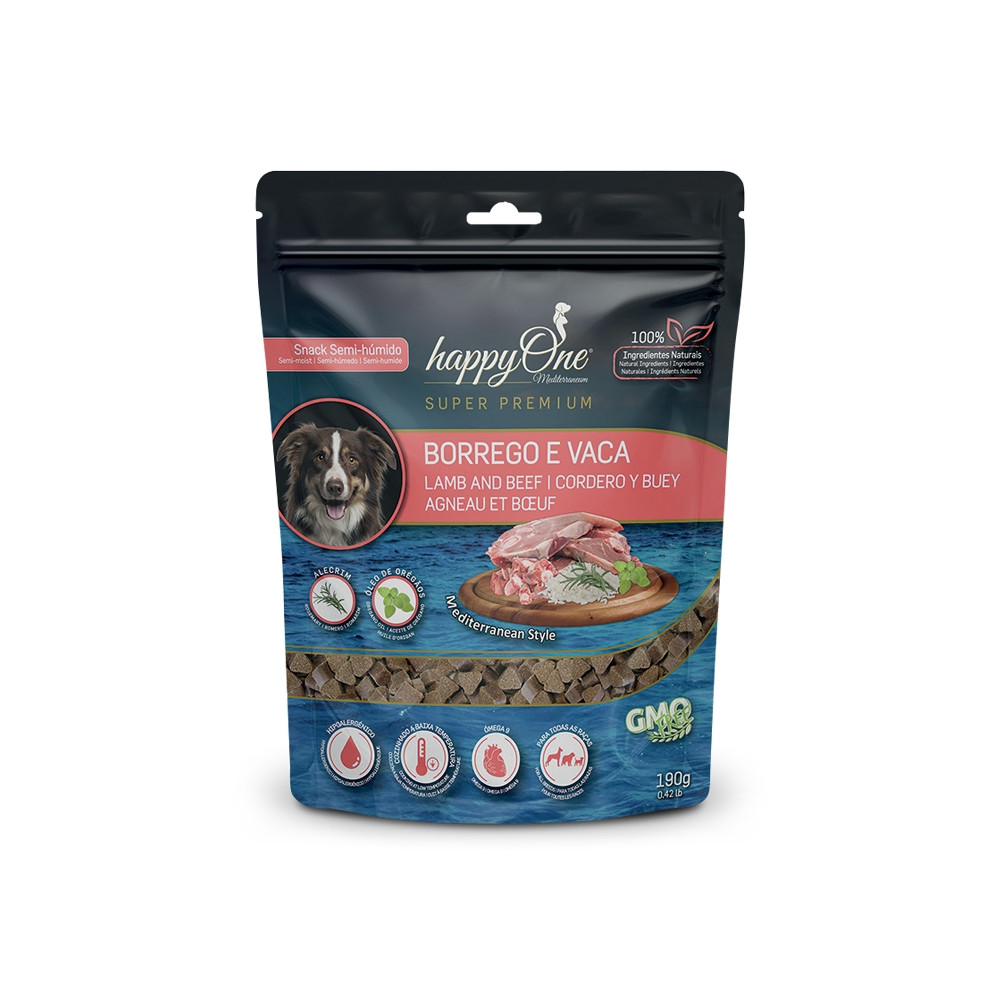 happyOne Mediterraneum Snacks Borrego e vaca para Cão