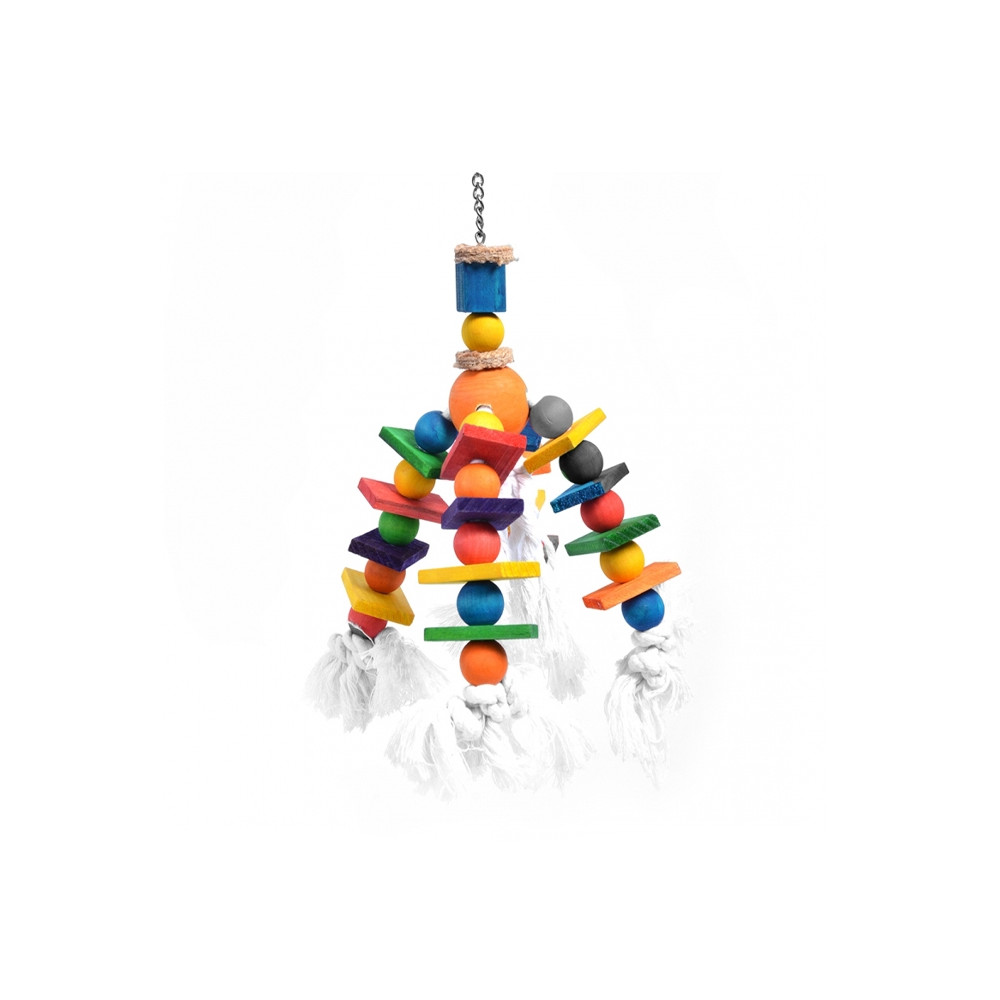 Duvo+ Brinquedo de peças de madeira e cordas para aves Duvo+ Brinquedo de peças de madeira e cordas para aves