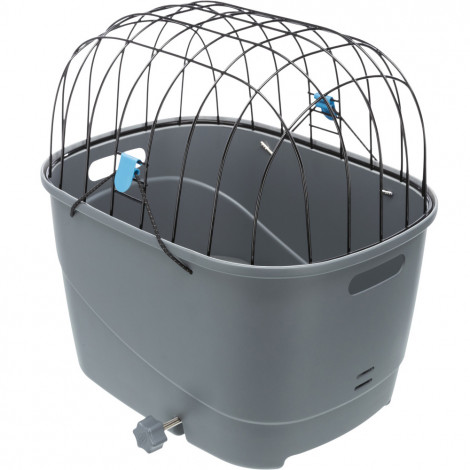 CESTO PLASTICO C/ TAMPA ARAME P/ BICICLETA 36x47x46CM(CINZA)