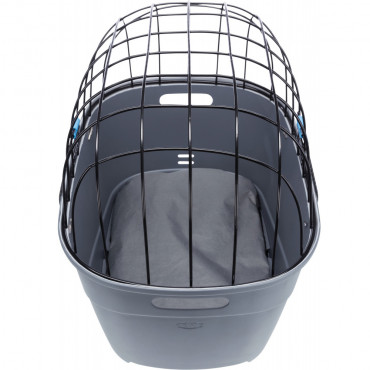 CESTO PLASTICO C/ TAMPA ARAME P/ BICICLETA 36x47x46CM(CINZA)