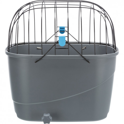 CESTO PLASTICO C/ TAMPA ARAME P/ BICICLETA 36x47x46CM(CINZA)