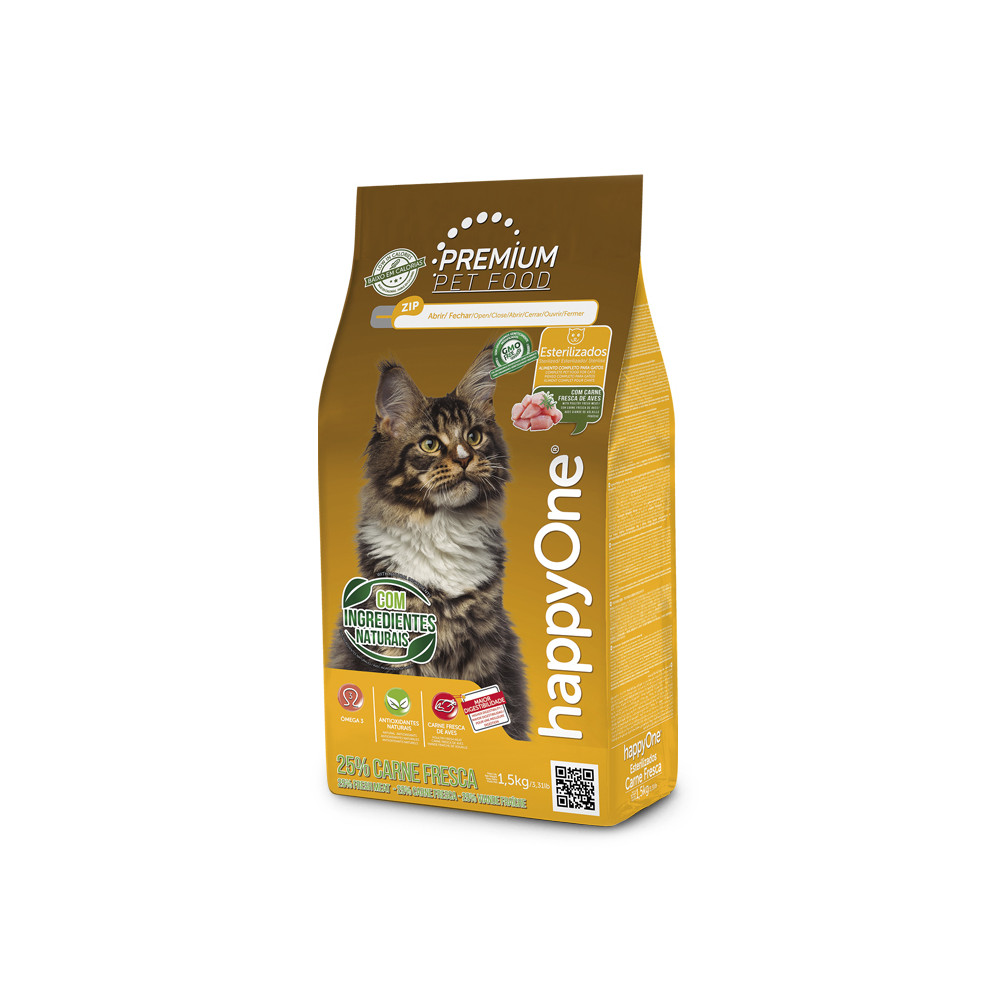 happyOne Premium Gato Esterilizado Carne Fresca 1.5kg