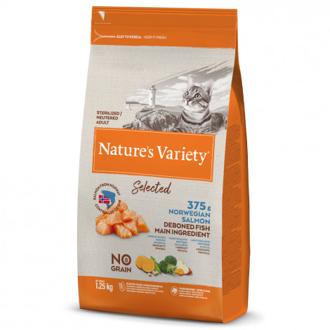 Nature's Variety Selected Sem Cereais Gato Adulto Esterilizado - Salmão da noruega
