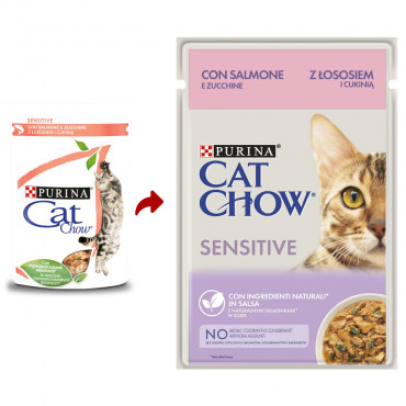Comida húmeda para gatos Cat Chow Sterilised con cordero y judías verdes.