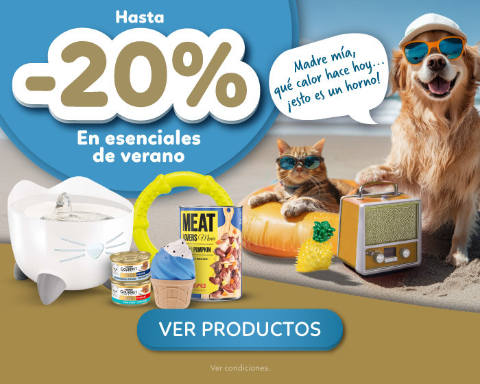 El verano aprieta, pero los descuentos refrescan: hasta 20% DE DESCUENTO en essenciales de verano para tu mascota!