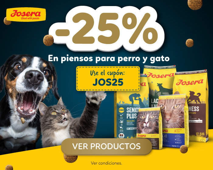 25% DE DESCUENTO en piensos para perro y gato de la marca JOSERA! Goldpet, la tienda favorita de las mascotas. 