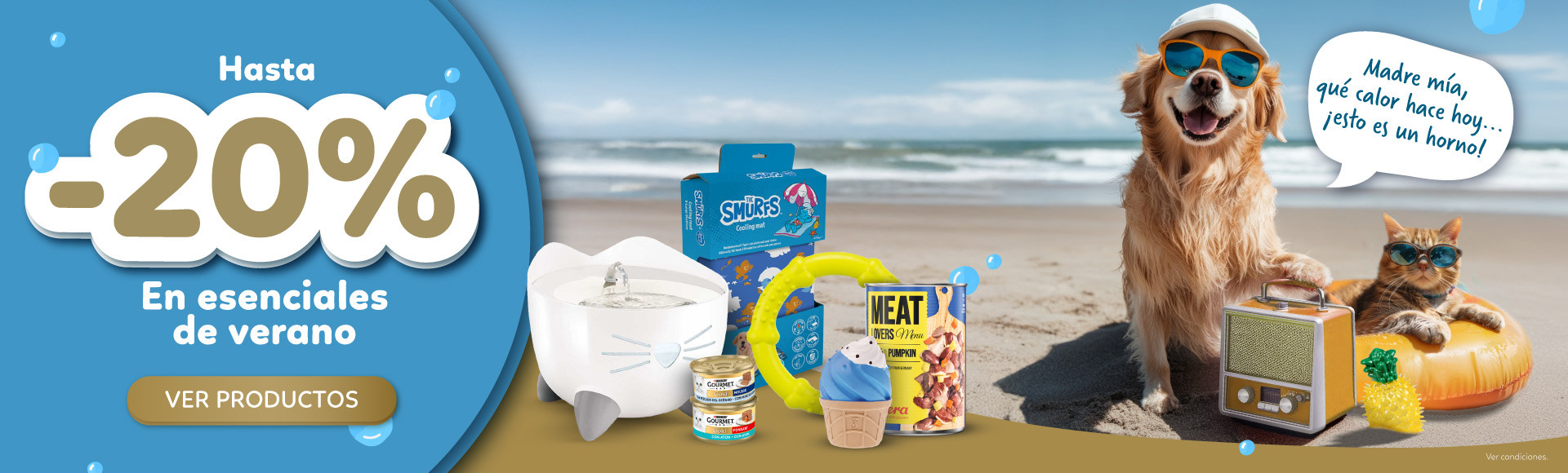 El verano aprieta, pero los descuentos refrescan: hasta 20% DE DESCUENTO en essenciales de verano para tu mascota!