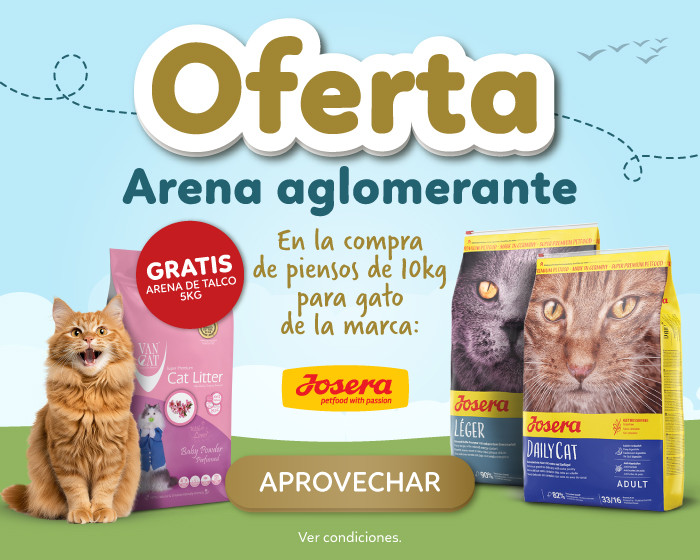 Arena aglomerante GRATIS con la compra de piensos de 10kg de la marca Josera!