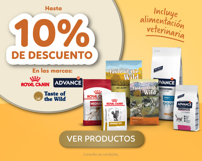 Descuento de 10% en alimentación seca de las marcas Royal Canin, Advance y Taste of the Wild! 