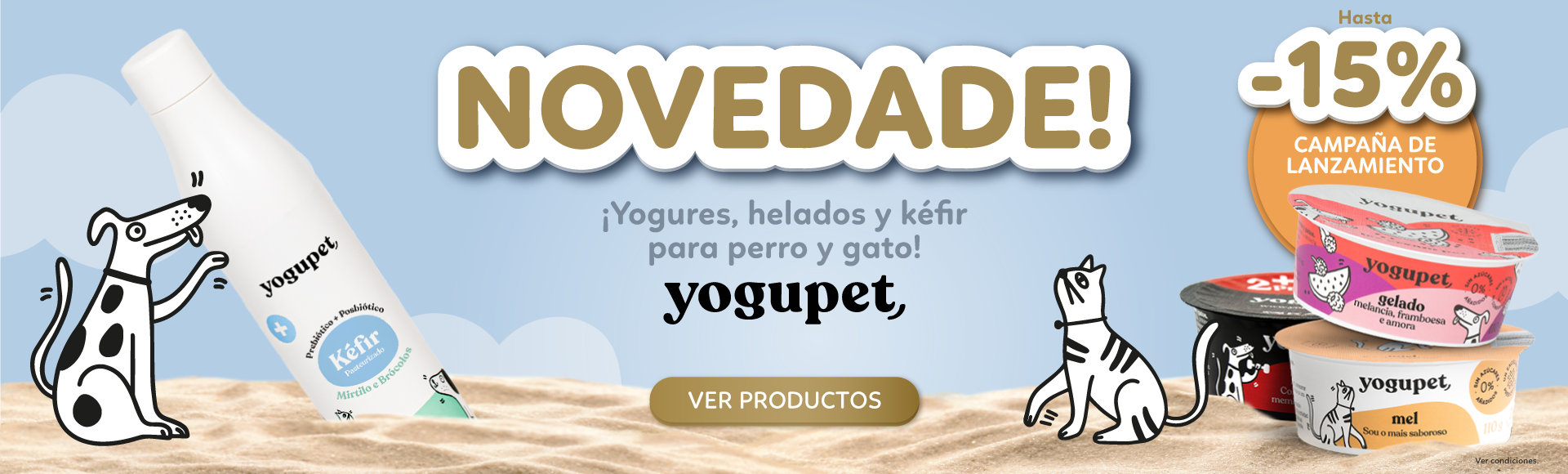 ¡NOVEDADE! Yogures, helados y kéfir para perro y gato con descuento hasta 15%. Goldpet, la tienda favorita de las mascotas. 