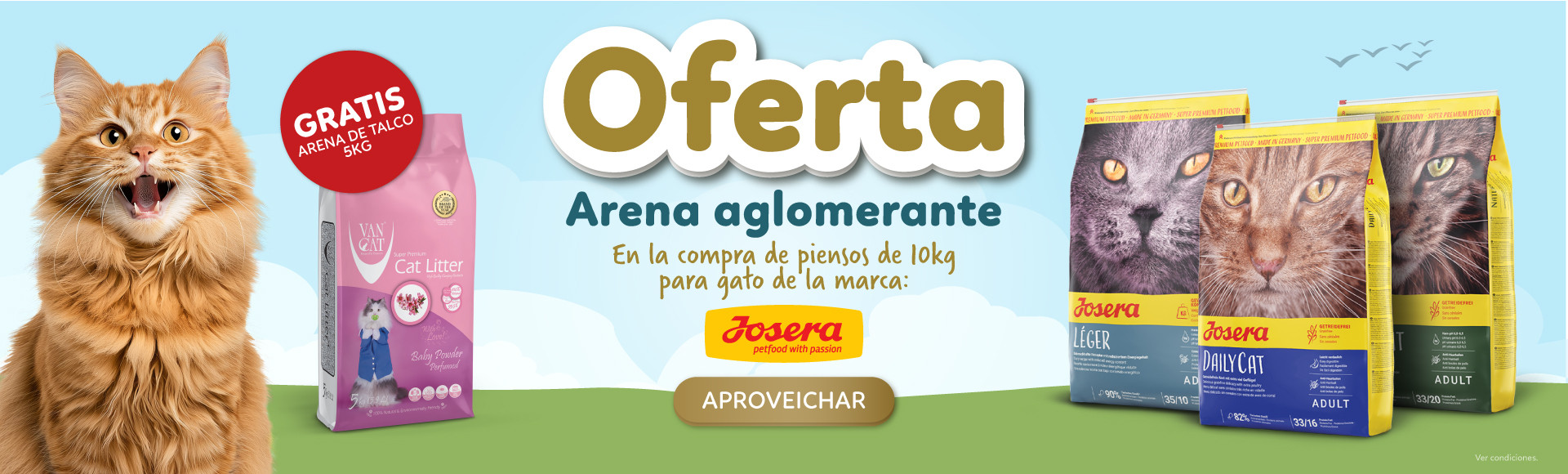 Arena aglomerante GRATIS con la compra de piensos de 10kg de la marca Josera!